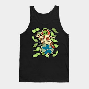 Alien Earth Planet Money Lover Investing Expert Space Money Tank Top